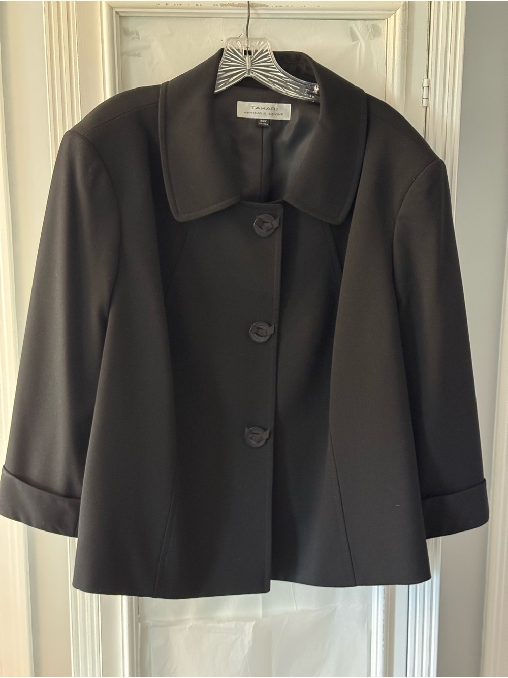 Tahari Black 3-Button Tailored Collar Blazer Jacket size 24W
